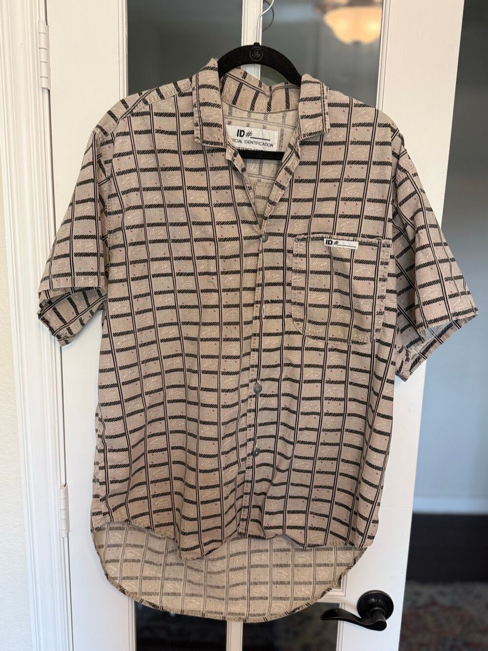 Vintage 1986 ID# Abstract Print Oversized Button-Up Shirt Made in USA